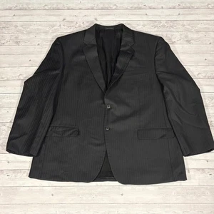 Alfani Mens 48R Black Pinstripe Two Button Wool Cashmere Blazer Jacket - Picture 1 of 15
