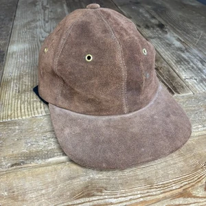 Cappello da baseball vintage Henschel Skullys marrone scamosciato berretto strapback made in USA Union - Foto 1 di 9