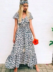 Boho Tanah Folk Gypsy Queen Maxi Dress Wild sz L/XL (12-16), Pockets, Back Ties - Picture 1 of 23