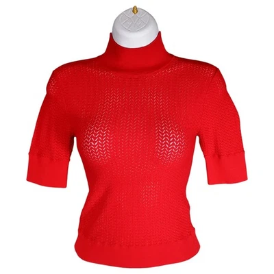 Suéter tejido Alice + Olivia Top para mujer XS cuello falso tejido rojo manga corta corto Foto 1 de 4