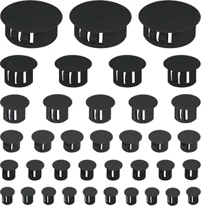 160 PCS Plastic Hole Plug Set - Snap-In Locking Caps in Assorted Sizes (Black) - Picture 1 of 12