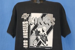 vintage 80s LA KINGS LOS ANGELES NHL BLACK SILVER GOALIE t-shirt HOCKEY XL - Picture 1 of 8