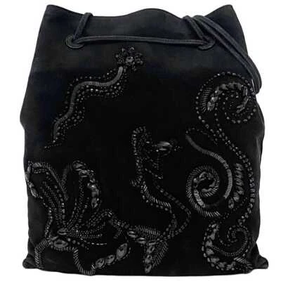 Prada Handbag Black NERO CAMOSCIO RICAMO 1BC037 Good Condition Bijou Suede - Image 1 of 4
