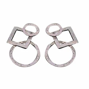 4 Connector Pendant Links Geometric Charms Antiqued Silver Jewelry Supplies 1.3" - Picture 1 of 1