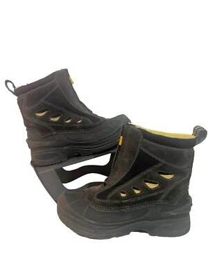 LL Bean Niños Gris Amarillo Gamuza Cremallera Frontal Impermeable Media Pantorrilla Botas de Invierno Talla 2 Foto 1 de 4