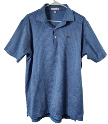 Peter Millar Mens M Polo Shirt 100% Cotton Golf Short Sleeve Striped Blue - Image 1 of 4