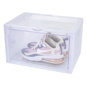 12PCs Magnetic Side Open Shoe Storage Box Stackable Sneaker Organizer Container - Picture 1 of 27