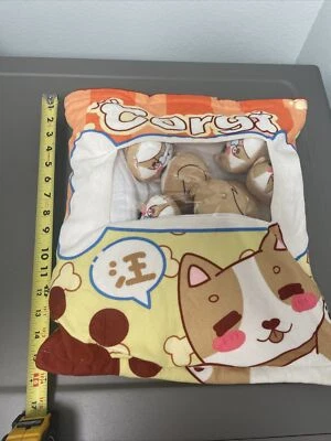 Kawaii Corgi Pillow Plush Zipper Pouch 8 Mini Corgis VGC - Image 1 of 4