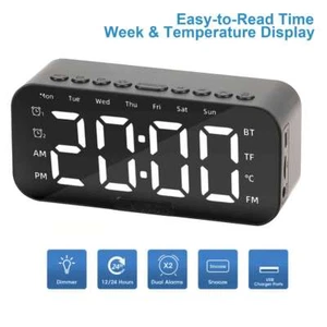 LED Digital Dual Alarm Clock & listen to music Audio FM Radio Timer Monitor USB - Picture 1 of 15