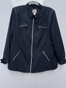 MONA Ladies Lightweight Jacket With Stud & Zip Detail Size 18/20 Dark Navy Blue - Picture 1 of 6