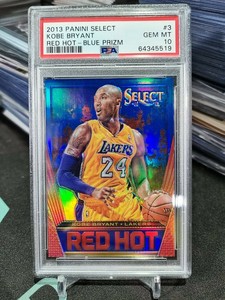 2013-14 Panini Select Kobe Bryant Red Hot Blue 08/49 Jersey Number PSA 10 Pop 2!