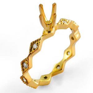 Anillo de compromiso de eternidad VS2 G de oro amarillo de 14 k con montura de diamantes redondos de 0,15 quilates - Imagen 1 de 2