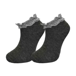 Girls Grey Lace Trim Frilly Ankle School Socks 12 Pairs Fancy Dress Socks - Picture 1 of 1