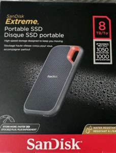 SanDisk Extreme Portable SSD 8TB (up to 1050 MB/s read, 1,000MB/s write - Photo 1/1