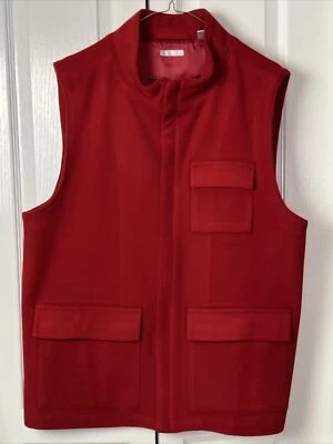 Chaleco de lana halógeno para mujer talla L grande cierre frontal cremallera rojo bolsillos grandes Foto 1 de 4