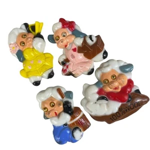 Anthropomorphic Sheep Magnets VTG Lot 4 Googly Eye Kitchen Refrigerator Novelty - Picture 1 of 8