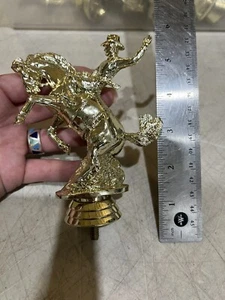 Vintage Bronco Rider Cowboy Rodeo Horse Trophy Topper Gold Tone Plastic/Metal Aw - Picture 1 of 5