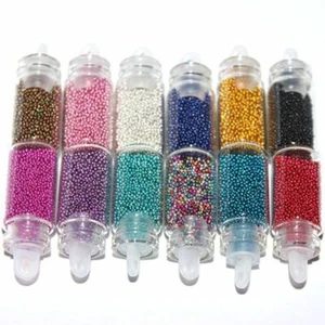 12 Mini Bottles Nail CAVIAR Beads Body Nail Art Festival Sparkling Manicure UK - Picture 1 of 2