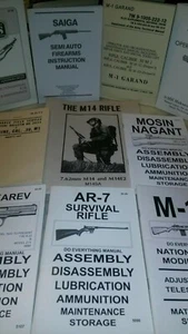 10 Rifle & Pistol Manual Lot Mosin-Nagant SKS M14 .30 Cal. Saiga M1 Garand AR-7 - Picture 1 of 12