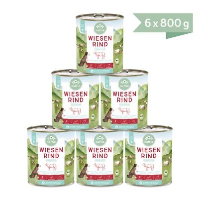 naftie Bio Wiesen Rind+ Hundefutter Nassfutter Menü, 6x800g - Bild 1 von 4