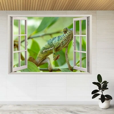 Chameleon Reptile Trees Island  3d Window View Wall Sticker Poster Decal A458 - Image 1 of 2