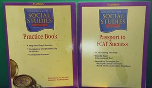 Lot of 2 HM Social Studies FL Gr 3 Fcat Preparation & Practice book - Imagen 1 de 4
