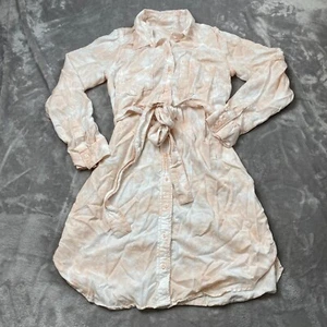 Guess Shirt Dress Women's Medium Beige Tie-Dye Long Sleeve Belted Waist Pockets - Picture 1 of 7