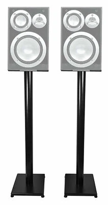 Black 37” Steel Bookshelf Speaker Stands For Yamaha NS-6490 Bookshelf Speakers - Image 1 of 4