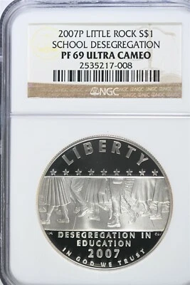 2007 P Desegregation-Little Rock HS-Modern Commem Silver Dollar NGC PF69 UCAM - Image 1 of 2