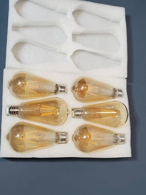 6 Pack LED Edison Bulbs 40W Equivalent 4 Watt LED Filament Bulb 2700K Soft White - Image 1 of 4