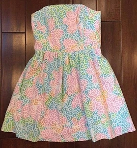 NEU $ 248 LILLY PULITZER GRÖSSE 0 LOTTIE TRÄGERLOS SALISBURY SPITZE DAMENKLEID - Bild 1 von 11