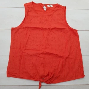 PAPAYA Summer Tank Top Blouse Size 16 Red Floral 100% Cotton Sleeveless Casual - Picture 1 of 6