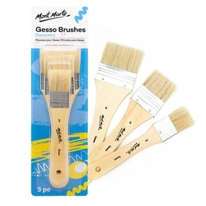 Malpinsel Set 3 tlg. – Gesso Flachpinsel Gr. 2/ 4/ 6, Holzgriff, für Grundierung - Bild 1 von 9