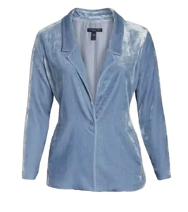 NEW ❤EILEEN FISHER❤ VELVET BLUE HAZE NOTCH COLLAR BLAZER JKT PLUS SZ 3X 22W $458 - Picture 1 of 6