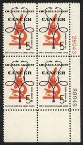 #1263 5c Crusade Against Cancer, Plate Block [28043-48 LR] **ANY 5=FREE SHIP** - Picture 1 of 1