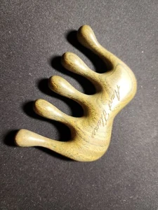 Pettine per capelli in legno con fiore di zia,fatto a mano legno di sandalo verde naturale dente largo... - Foto 1 di 4