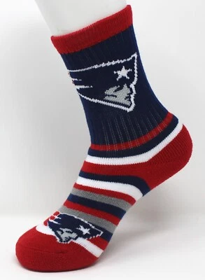 Meias New England Patriots NFL FBF Kids Lotta Stripe Crew *Tamanho Jovem - Imagem 1 de 4