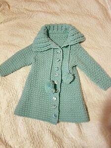 Handmade knitted coat for little girls, Toddlers cardigan 3-5 years