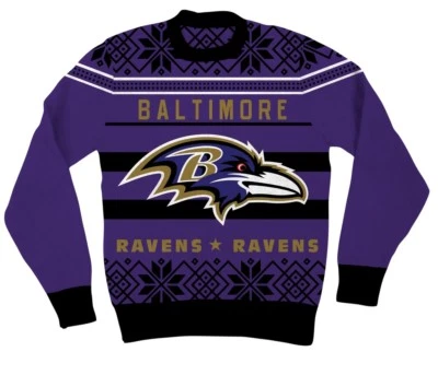 Suéter de Natal feio logotipo adulto NFL Baltimore Ravens perfeito para cosplay - Imagem 1 de 4