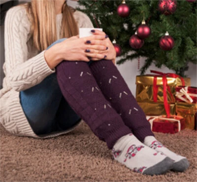 Women Crochet Knit Ribbed Leg Warmers Knee High Solid Winter Boot Soft Sock Long - Image 1 of 2