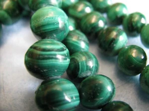 Vintage Malachite Gemstones Graduated Beads Necklace 33 Inches - Picture 1 of 11
