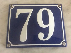 Blue & White French Enamel on Steel House Number 79 Metal Sign Door Gate Plate - Picture 1 of 3