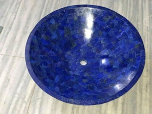 "Elegant Lapis Stone Sink – Gemstone Wash Basin, Natural Agate Bathroom Decor" - Picture 1 of 9