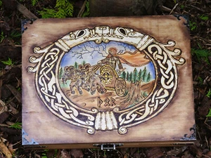 Holzkästchen Schatulle Holzkiste Holz Kästchen Kiste Thor Wikinger Viking - Picture 1 of 4