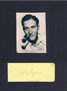 ESPOSITORE AUTOGRAFO JEFFERY LYNN ATTORE FIRMATO ANNI 40 - Foto 1 di 2