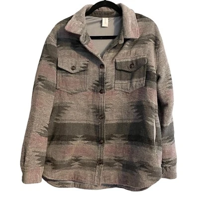 Chaqueta Chaqueta Mia & Tess Azteca Botón Bolsillos Frontales Gris Grande Acogedora Tribal Boho Foto 1 de 4