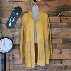 Cardigan donna Marled in maglia senape con cappuccio taglia media - Foto 1 di 11