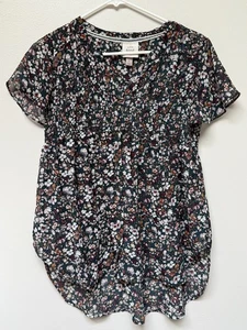 Knox Rose Damen grün Blumen gesmoktes Top Bauer durchgehender Knopf groß - Bild 1 von 7