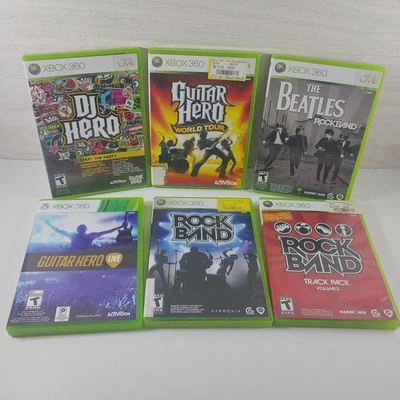 Rock Band + Guitar Hero, DJ Hero Lote (Xbox 360) Beatles, World Tour, Track Pack Foto 1 de 4