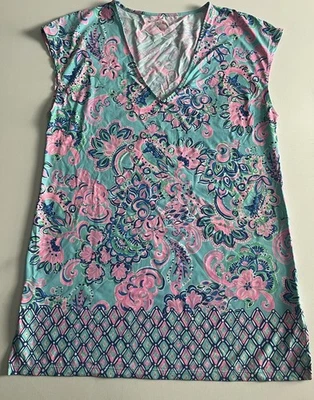 Lilly Pulitzer Talli Blue & Pink Swim Coverup Size Large GUC - Image 1 of 4